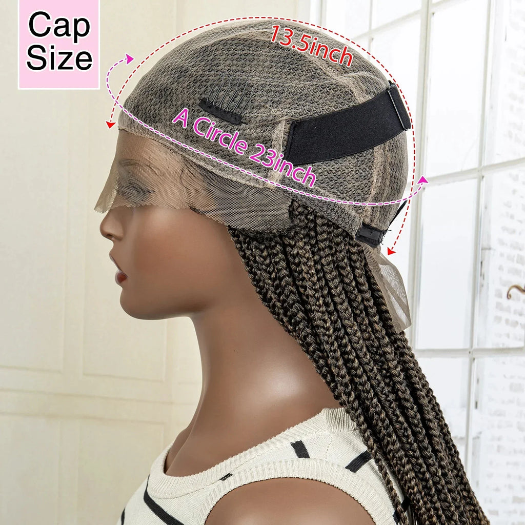 24" Full Lace Knotless Box Braided Wig | Lace Frontal Cornrow Braids | Baby Hair Synthetic Wig for Women