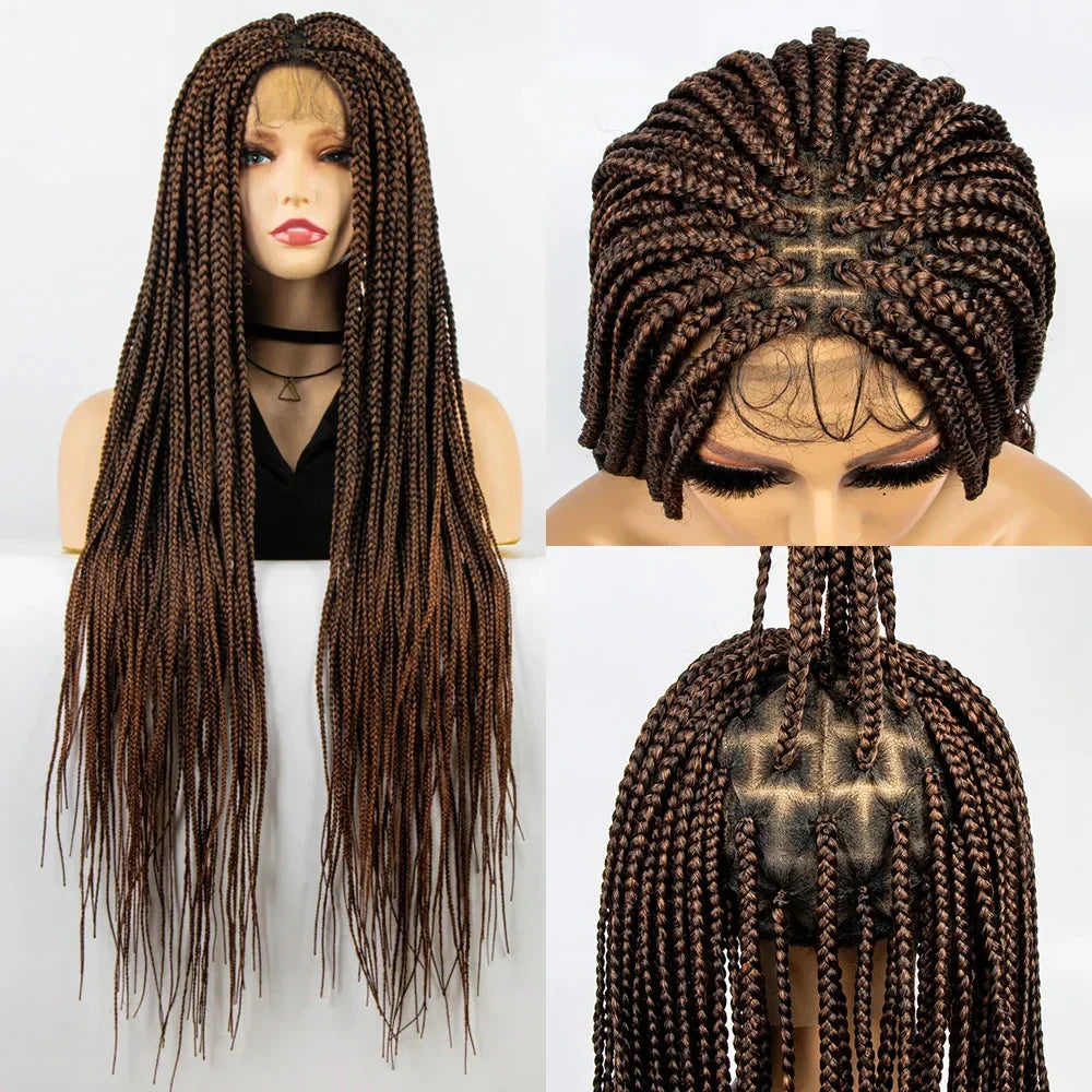 36" Knotless Box Braids Full Lace Wig | Crochet Braids | Synthetic Braiding Hair | Black Women
