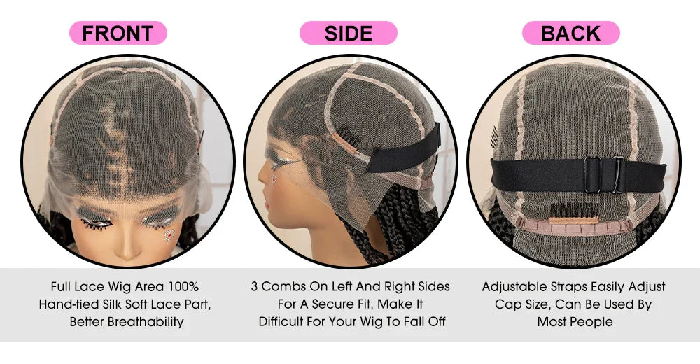 36" HD Full Lace Box Braided Wig | Ginger Color #350 | Lace Frontal Braids | Baby Hair | Synthetic Hair Wig