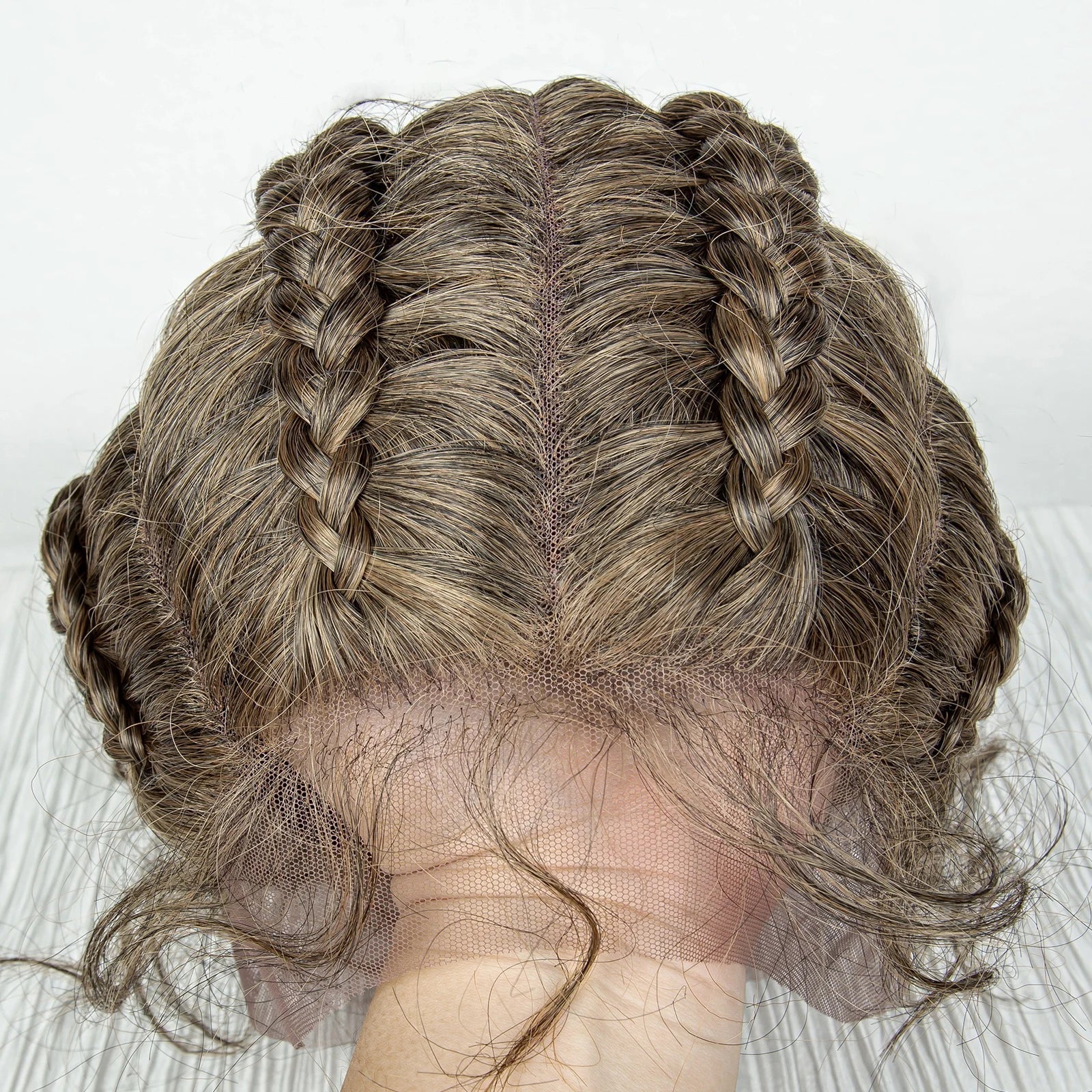 22" Box Braids Full Lace Wig | Two Curly Ponytails | Baby Hair | Synthetic Braided Wig