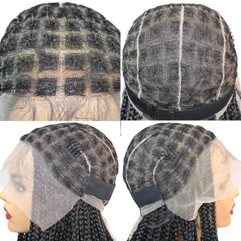 10" Short Bob Box Braided Wig | 360 Full Lace | Cornrow Accents | Synthetic Braids for Black Women