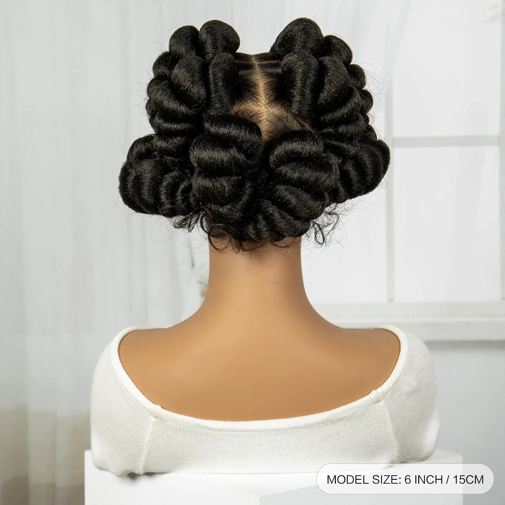 3-in-1 Handmade Bantu Braids Wig | Faux Locs Option | Full Lace | Baby Hair