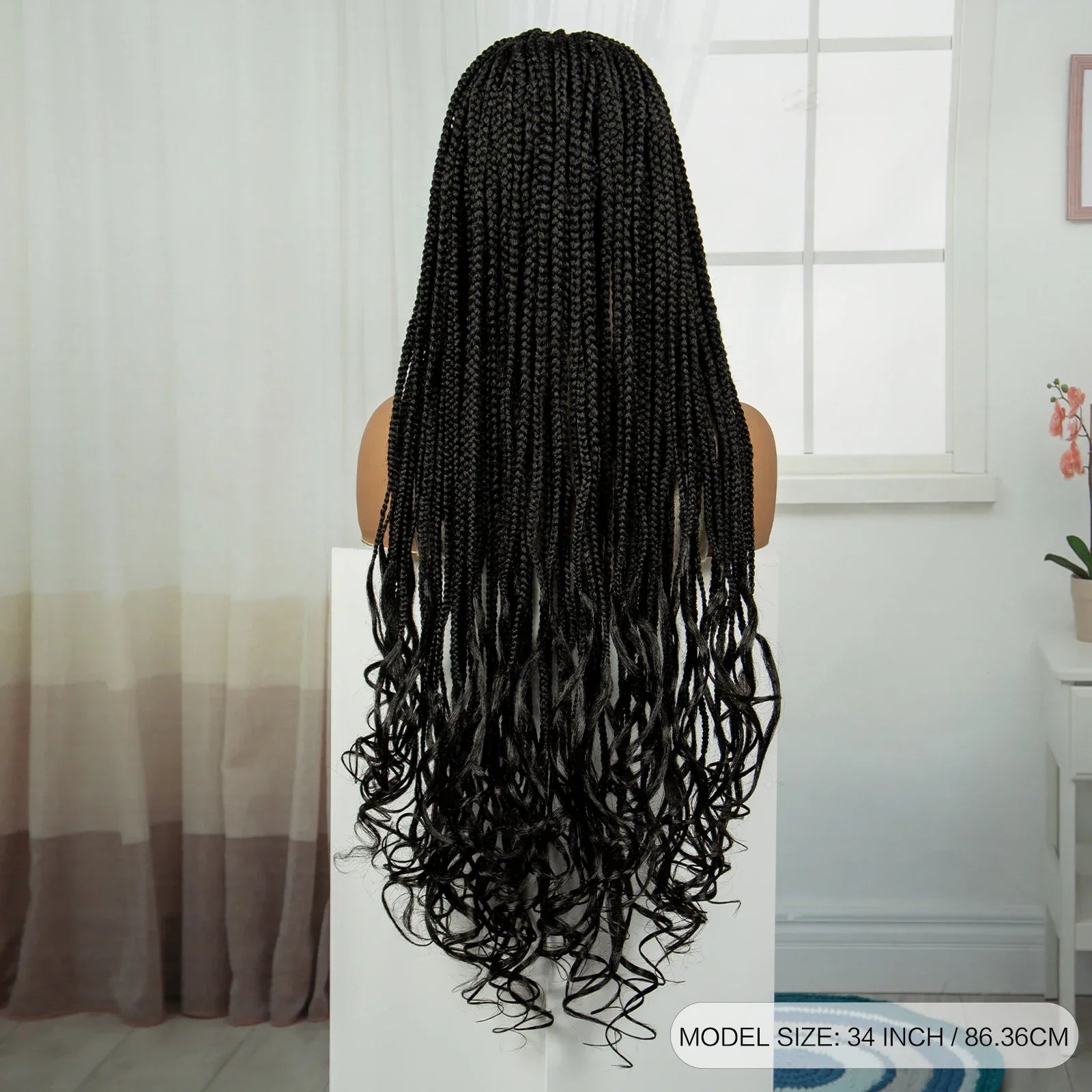 34" HD Boho Box Braids Wig | Curly Ends | Full Lace | Baby Hair