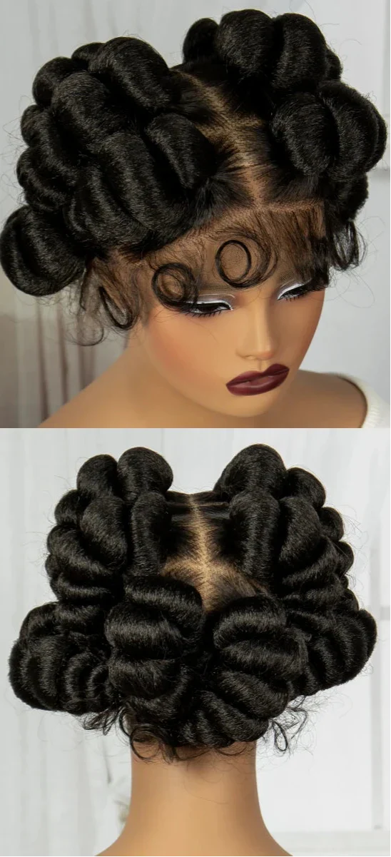 3-in-1 Handmade Bantu Braids Wig | Faux Locs Option | Full Lace | Baby Hair