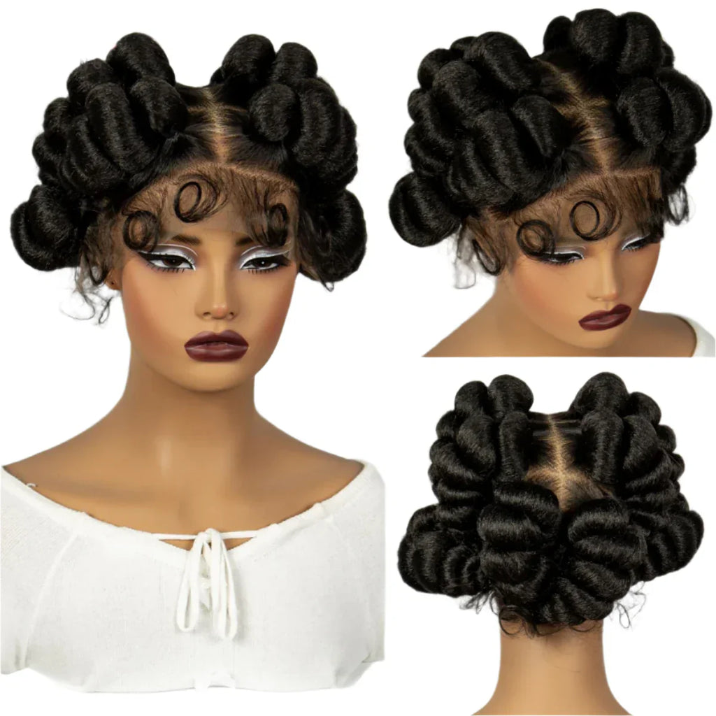 3-in-1 Handmade Bantu Braids Wig | Knotless Box & Faux Locs Options | Full Lace