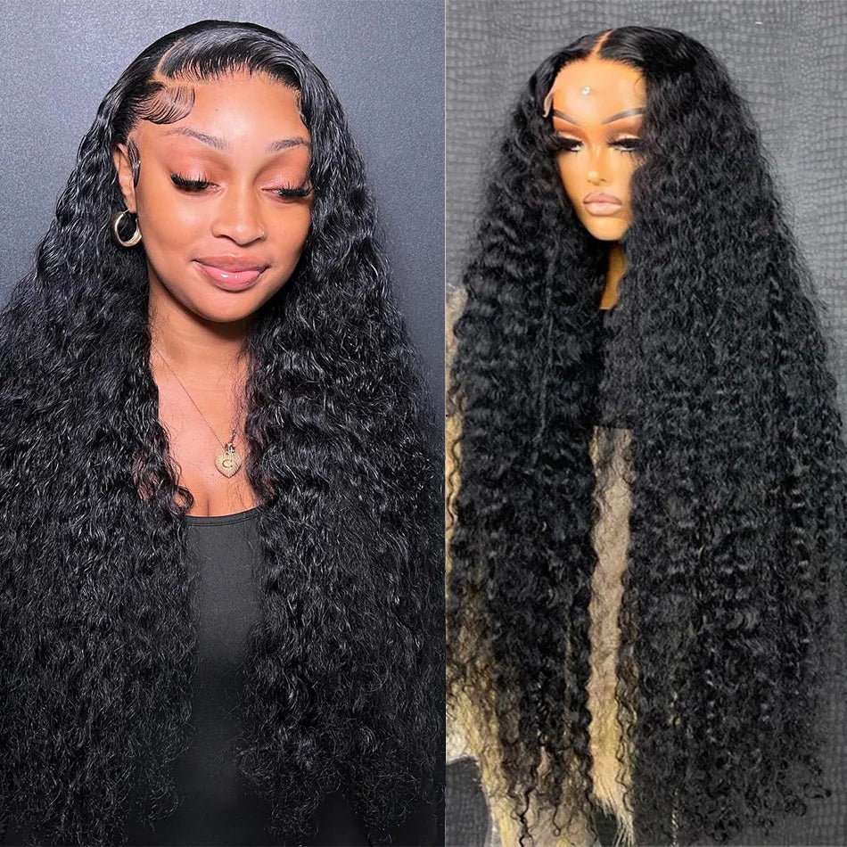 40 Inch Curly Deep Wave HD Lace Frontal Human Hair Wig | 13x6 Water Wave & 13x4 Lace Front Wig (Brazilian Remy)