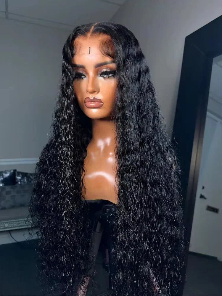 200% Density Deep Wave Curly HD Lace Frontal Wig | 13x6 Glueless Water Wave & 13x4 Pre-Plucked Human Hair Lace Front Wigs (30-40 Inch)