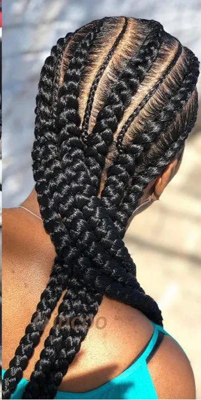 36" Cornrow Braided Wig | Full Lace Frontal | With Baby Hair | For Black Women