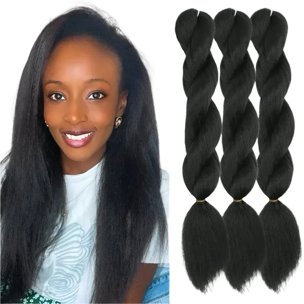 32" Full Lace Knotless Box Braids Wig - Synthetic - with Baby Hair - Medium Brown Lace