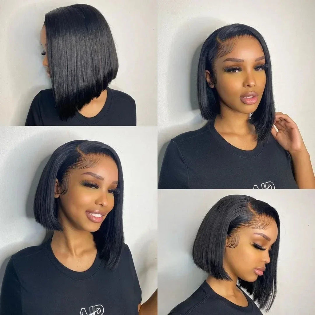 10-16 inch Short Straight Bob Wig | Brazilian Remy Human Hair | 13x4 Lace Frontal | Natural Looking | Ready to Wear