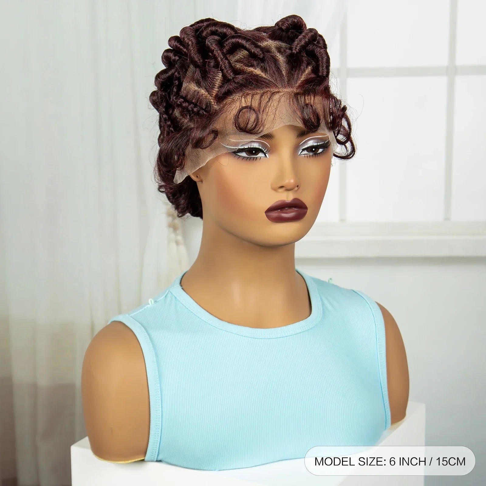 613 Blonde Short Handmade Bantu Knotless Braids Wig | Full Lace