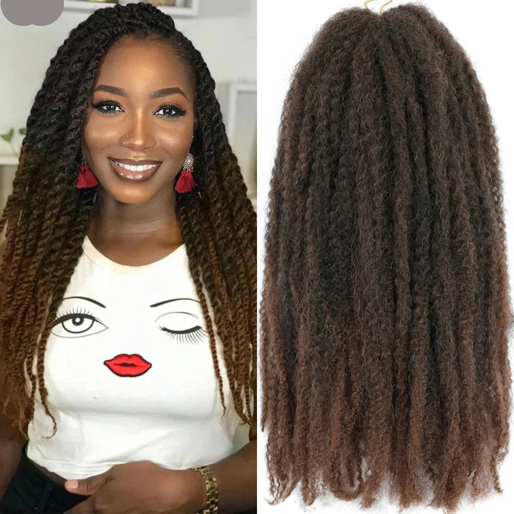 18" Marley Twist Braiding Hair | Crochet Braids | Afro Twist Kinky Hair Extensions | Ombre Colors | 30 Strands/Pack