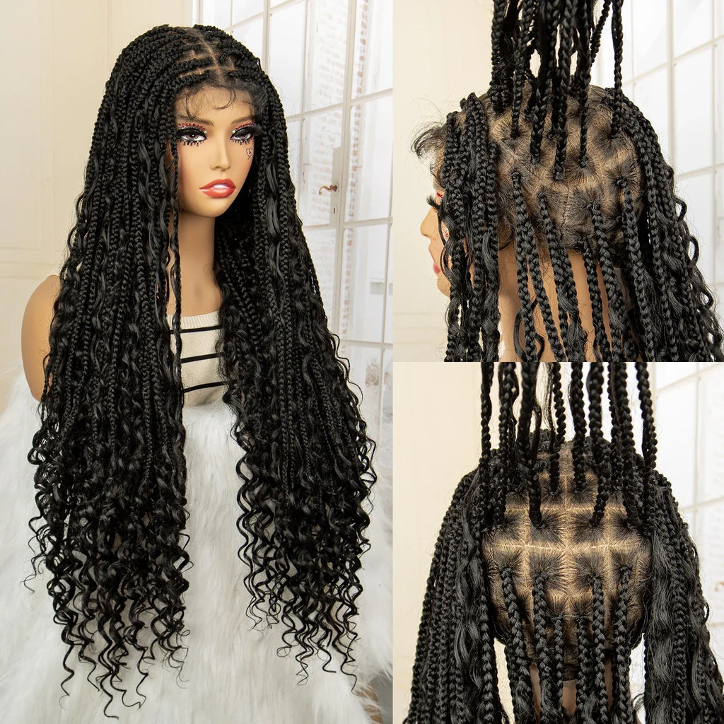 32 Inch Senegalese Twist Braided Wig - Knotless - Full Lace - Synthetic - with Baby Hair