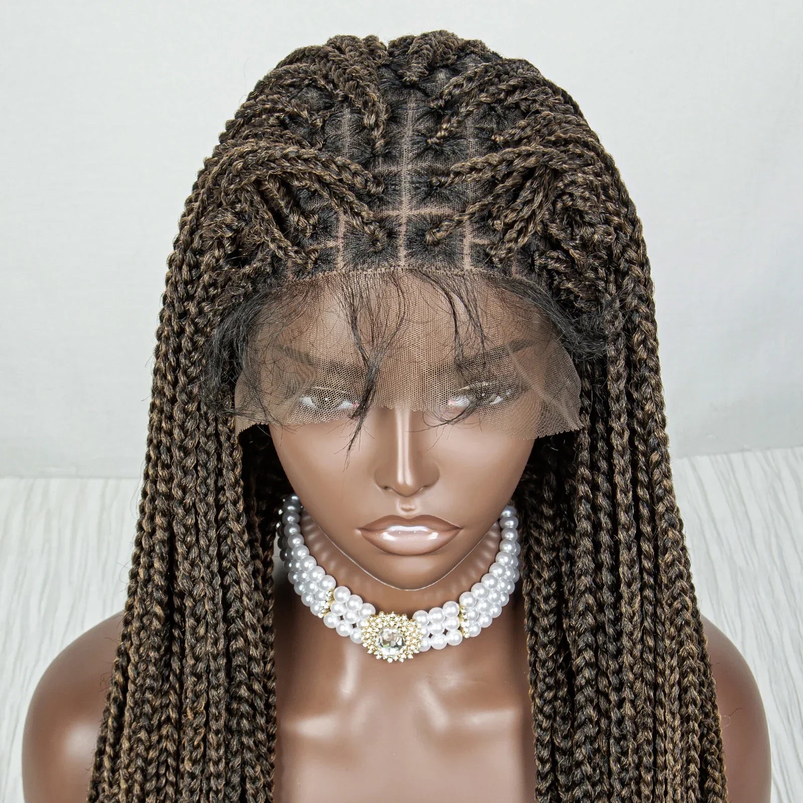 36" Water Wave Braided Wig | Lace Front | Baby Hair | Long Braids