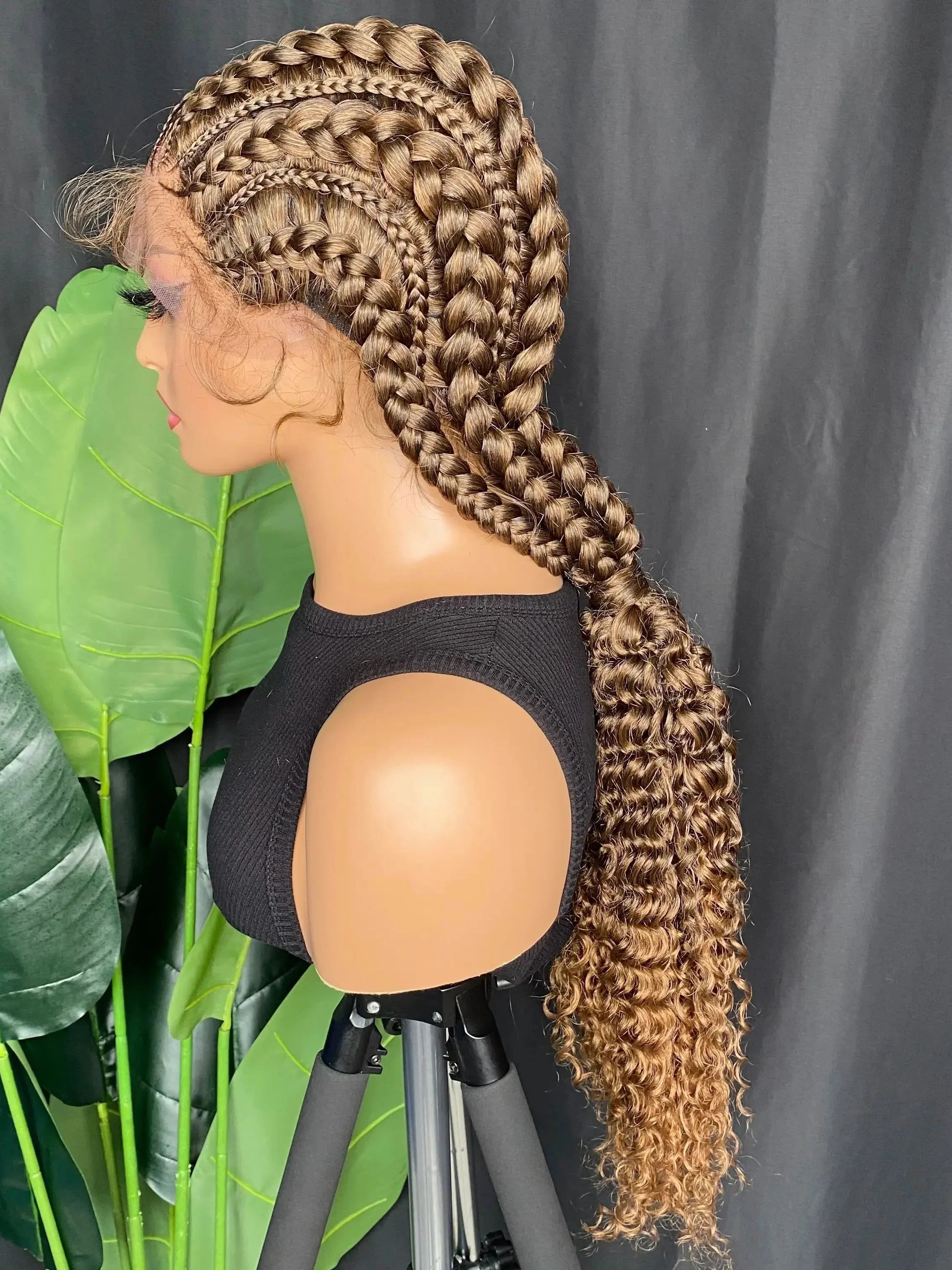 28" Double Dutch Cornrow Braids Wig | Lace Front | Twist Accents | Baby Hair | Kanekalon