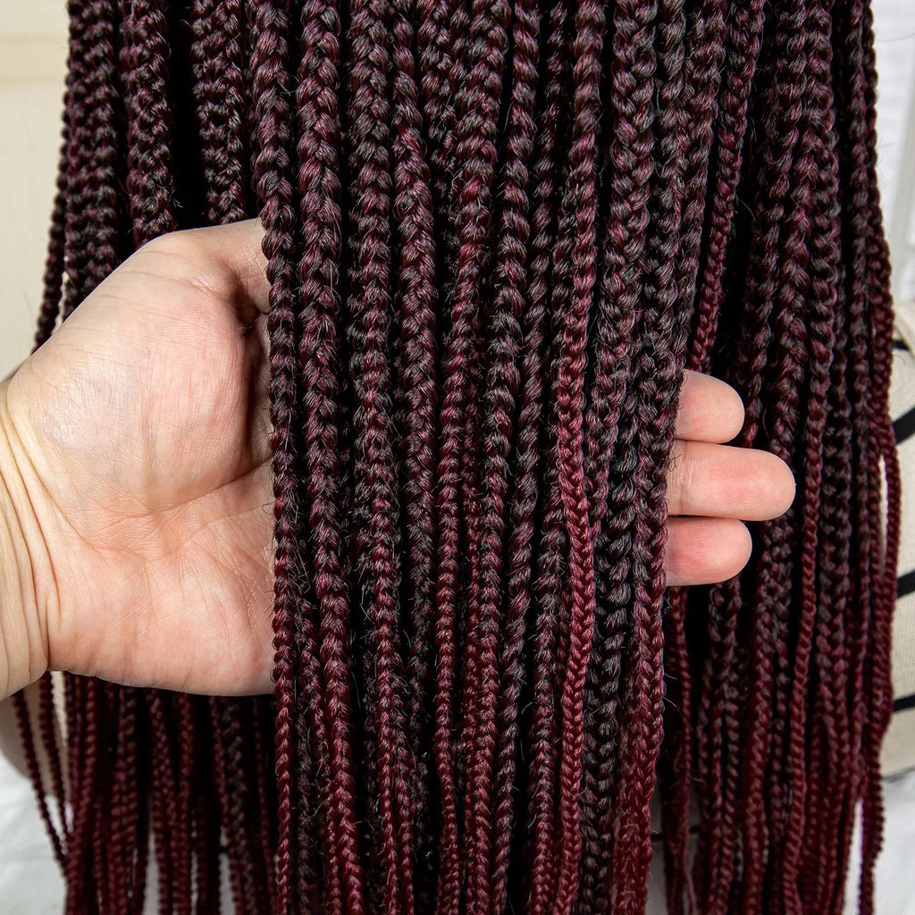 24" Full Lace Knotless Box Braided Wig | Lace Frontal Cornrow Braids | Baby Hair Synthetic Wig for Women