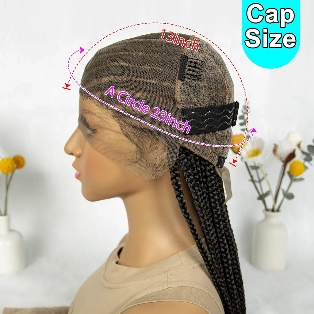 36" Cornrow Braided Full Lace Wig | Knotless Box Braids | Baby Hair | Synthetic Braiding Wig for Black Women