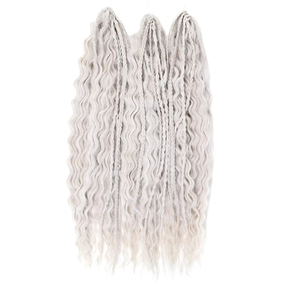 24" Water Wave Crochet Hair | Ombre Blonde Brown | Curly Twist Braids | Synthetic Braiding Hair Extensions | 60 Strands