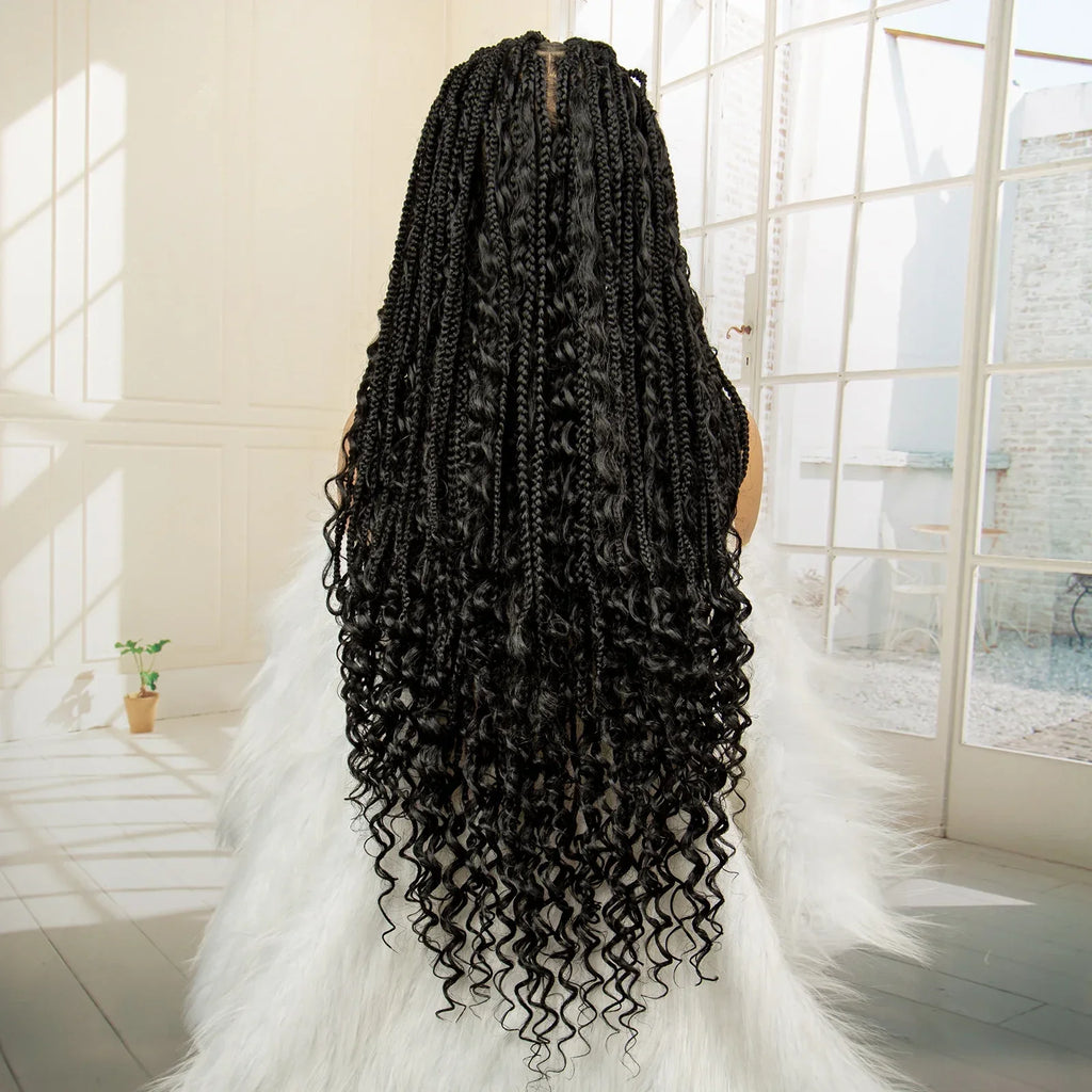 32 Inch Senegalese Twist Braided Wig - Knotless - Full Lace - Synthetic - with Baby Hair