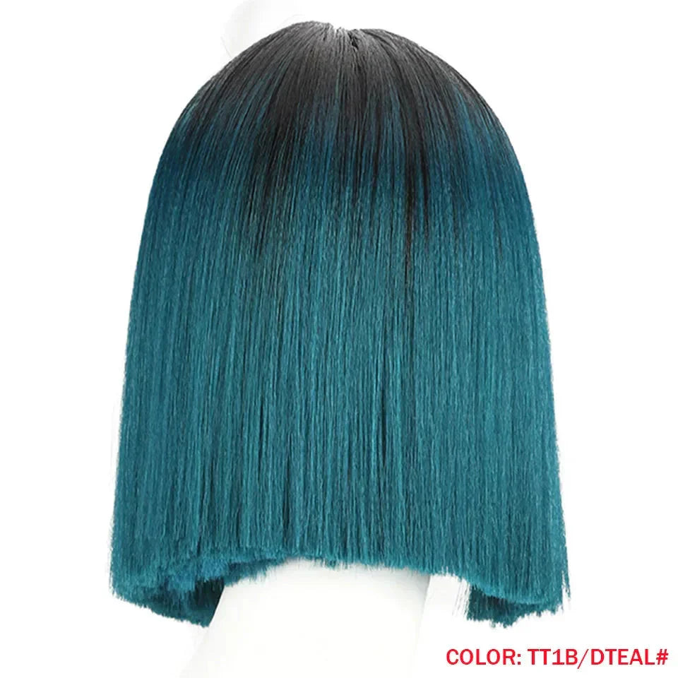 10 Inch Ombre Brown Straight Short Bob Wig | Synthetic Lace Front Wigs for Women (Heat Resistant Fiber, Cosplay & Daily Use)