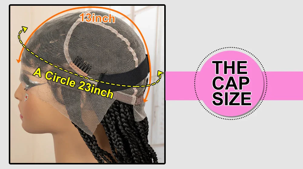 36" HD Full Lace Box Braided Wig | Ginger Color #350 | Lace Frontal Braids | Baby Hair | Synthetic Hair Wig