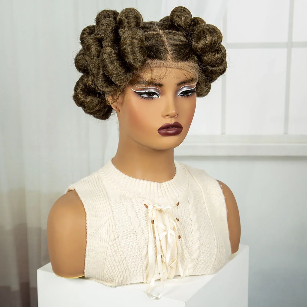 6" Short Bantu Knotless Braids Wig | 1B/30 Ombre | Full Lace