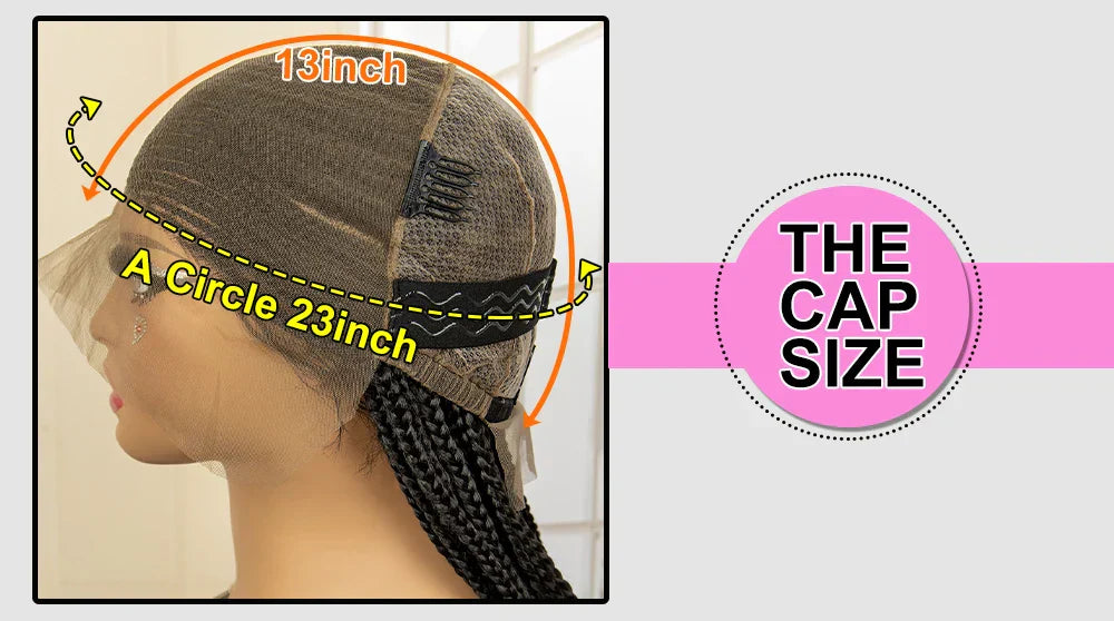 36" Full Lace Afro Cornrow Wig | Knotless Box Braids | Kanekalon Hair | For Black Women