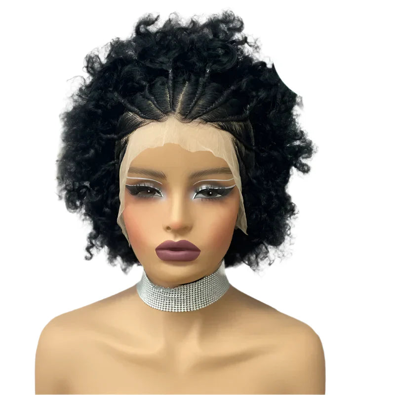 8" Afro Curly Braids Bob Wig | 13x4 Lace Front | 150% Density | Glueless | Human Hair
