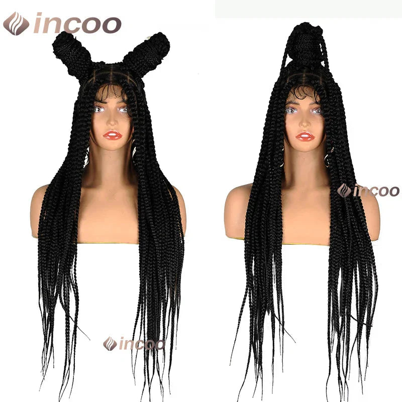 36" Heart Shaped Braided Wig | Senegalese Twists & Jumbo Box Braids | Full Lace Frontal