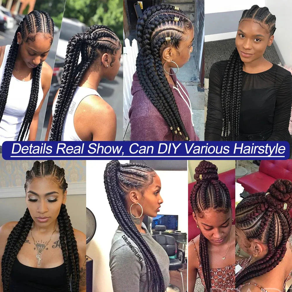 36" Cornrow Knotless Braids Wig | 360 Full Lace | Baby Hair | Synthetic