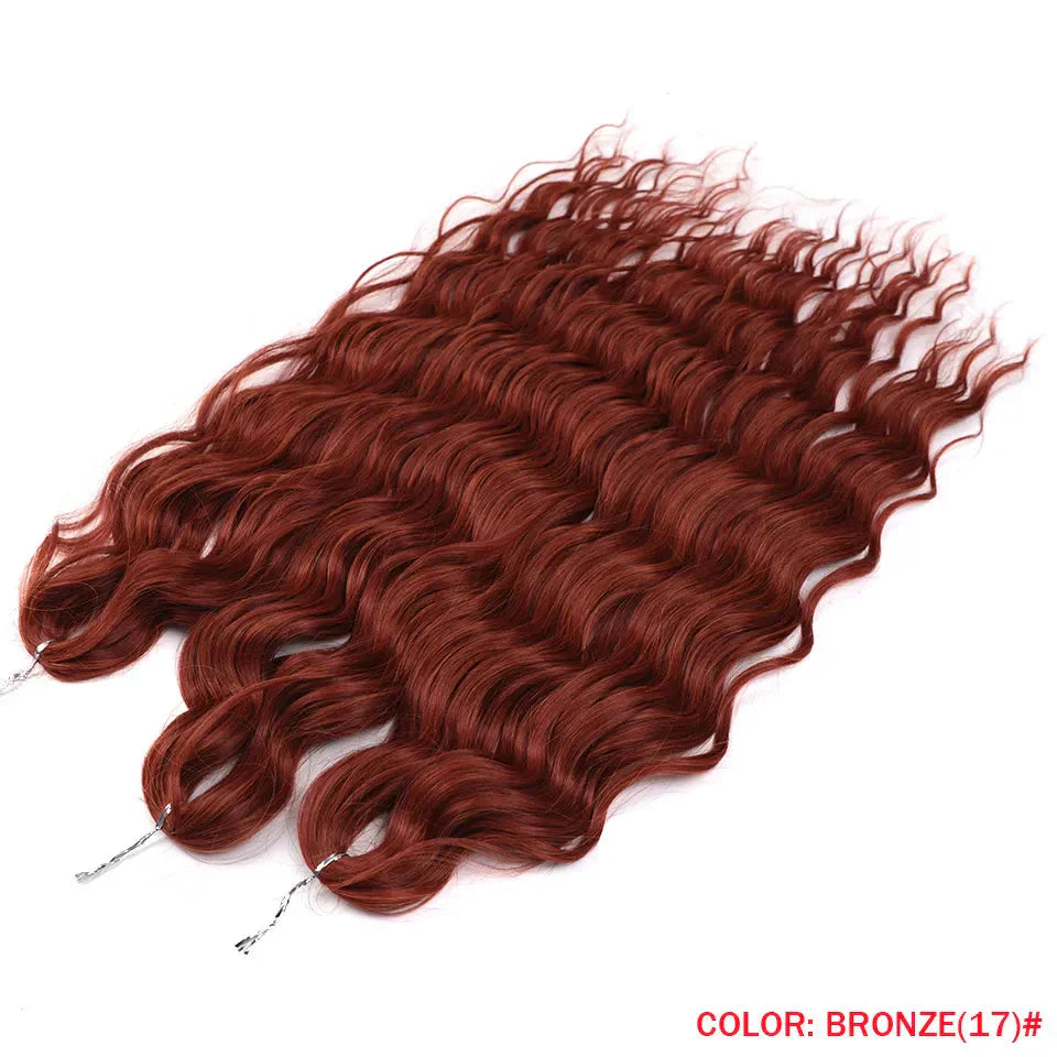 24" Orange Twist Crochet Hair | Synthetic Deep Wave Braiding Hair Extensions | Water Wave Hair | Heat Resistant Fiber | 60 Strands/Pack