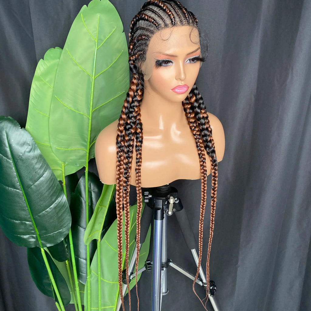 36" Knotless Box Braids Wig | Full Lace | Baby Hair | Natural Look | Synthetic Braids
