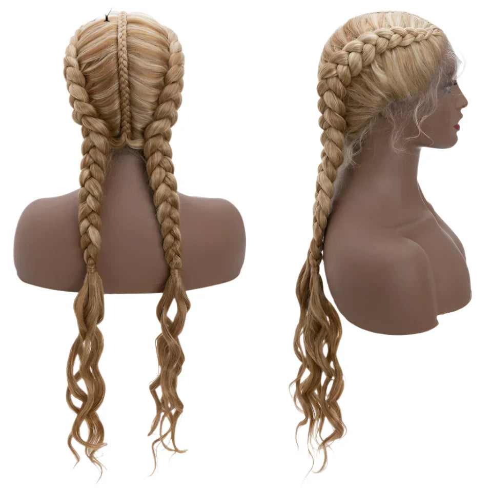 26" Dutch Braids Lace Front Wig | My-Lady Cornrow Afro Wig | Synthetic African Braided Wig | Wavy Texture
