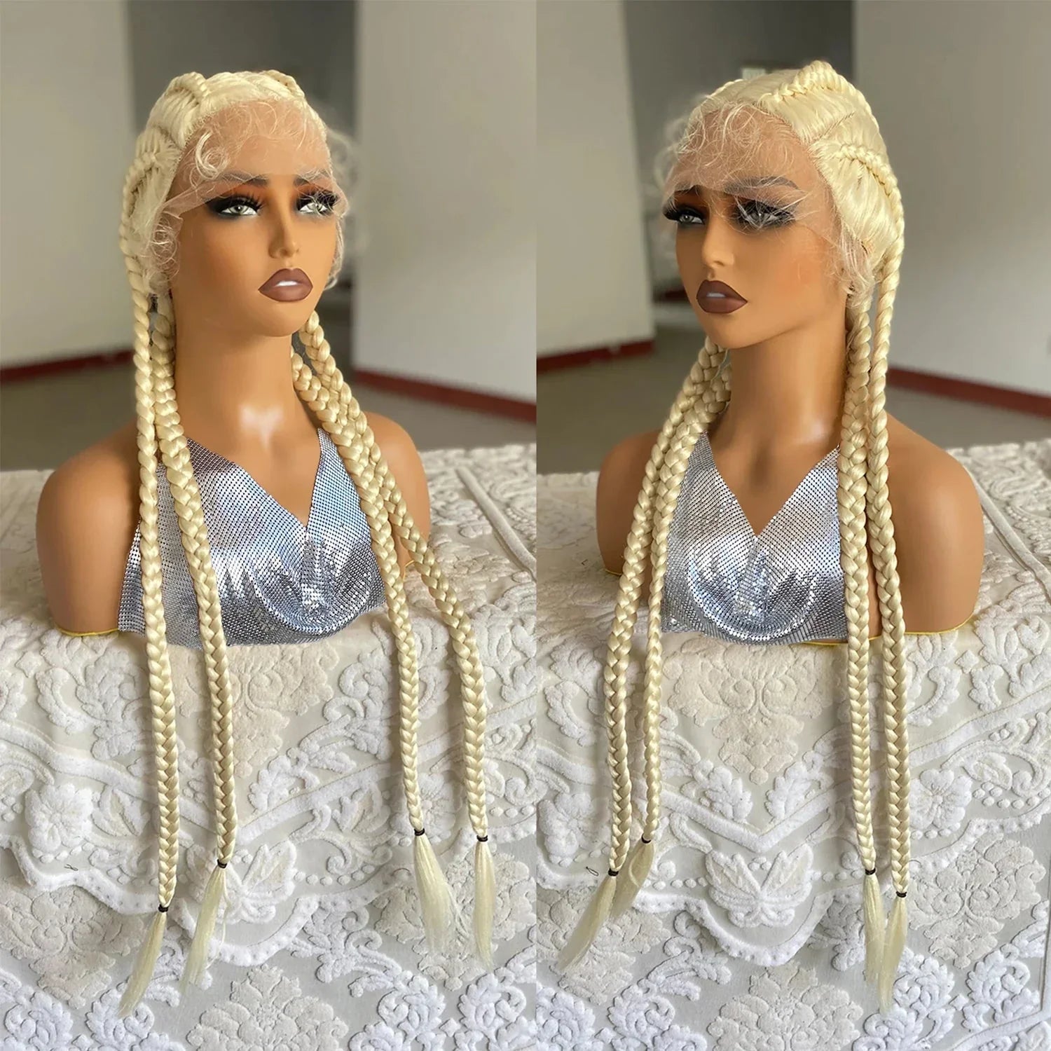 32" Twist Cornrow Braids Wig | Lace Front | Baby Hair | DIY & Cosplay | Synthetic