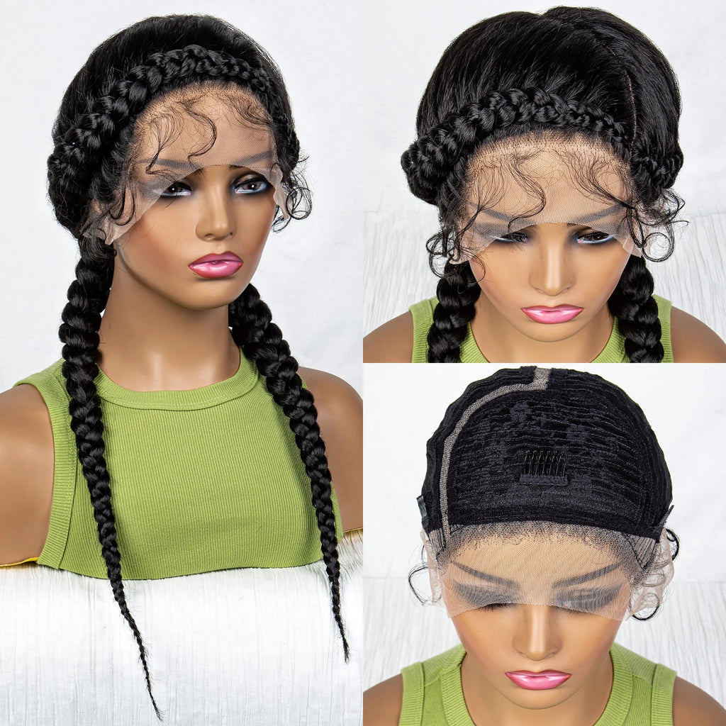 24" Natural Box Braids Wig | Lace Front | Baby Hair | Everyday Style