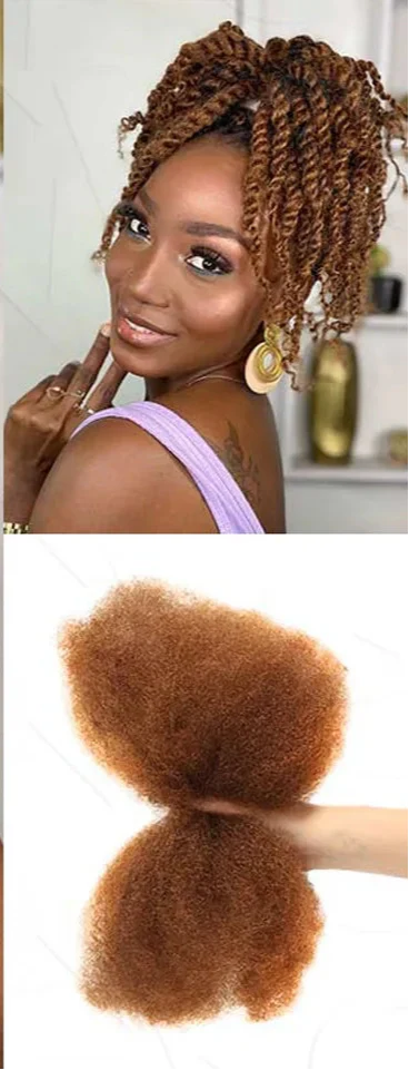 Afro Kinky Bulk Human Hair Extensions | 10"-22" 50g Brazilian Remy for Braiding & Dreadlocks (Natural Colors, Long-Lasting)