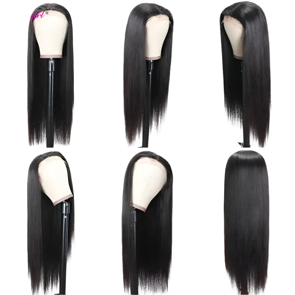 13x6 Lace Frontal Human Hair Wig | Straight Brazilian Remy Hair | Natural Black | 150%/180% Density | Pre-Plucked