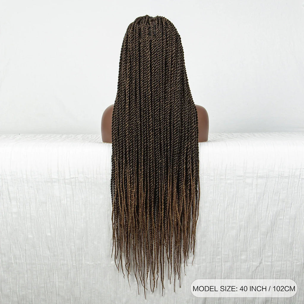 40" Long Straight Braided Wig | Full Lace | Baby Hair | Colored Braids
