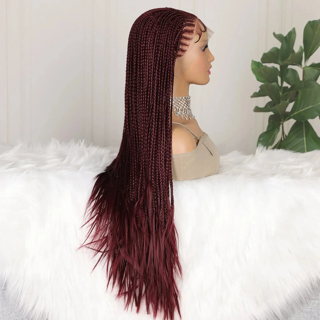 99J Burgundy Goddess Twist Braids Wig | HD Lace Frontal | Knotless | Baby Hair