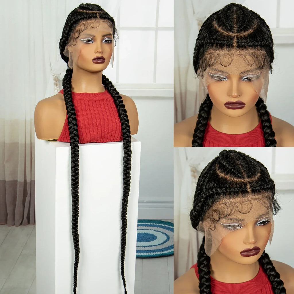 48" Super Long Cornrow Knotless Braids Wig | Full Lace Frontal