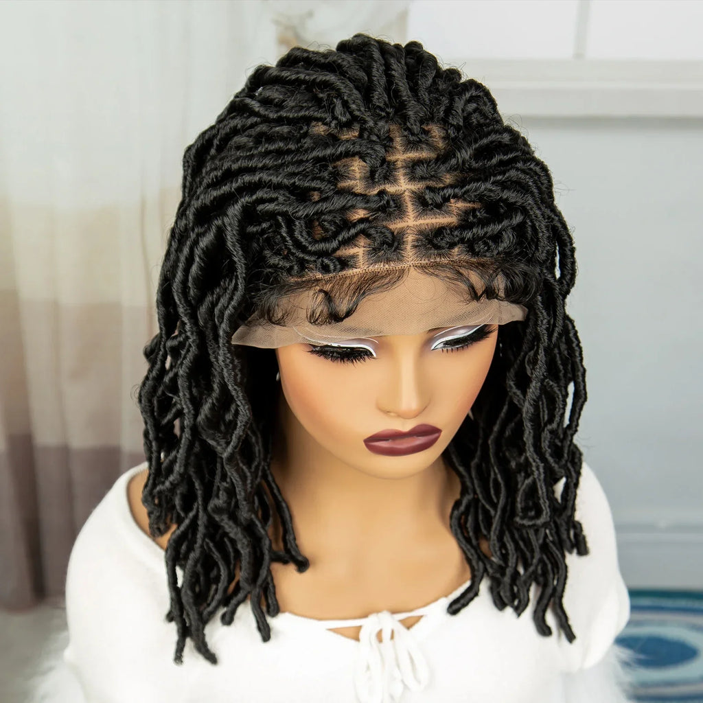 14" Dreadlocks Braided Wig | Square Knotless Braids | Synthetic Lace Front Twist Locs Crochet Wig for Women