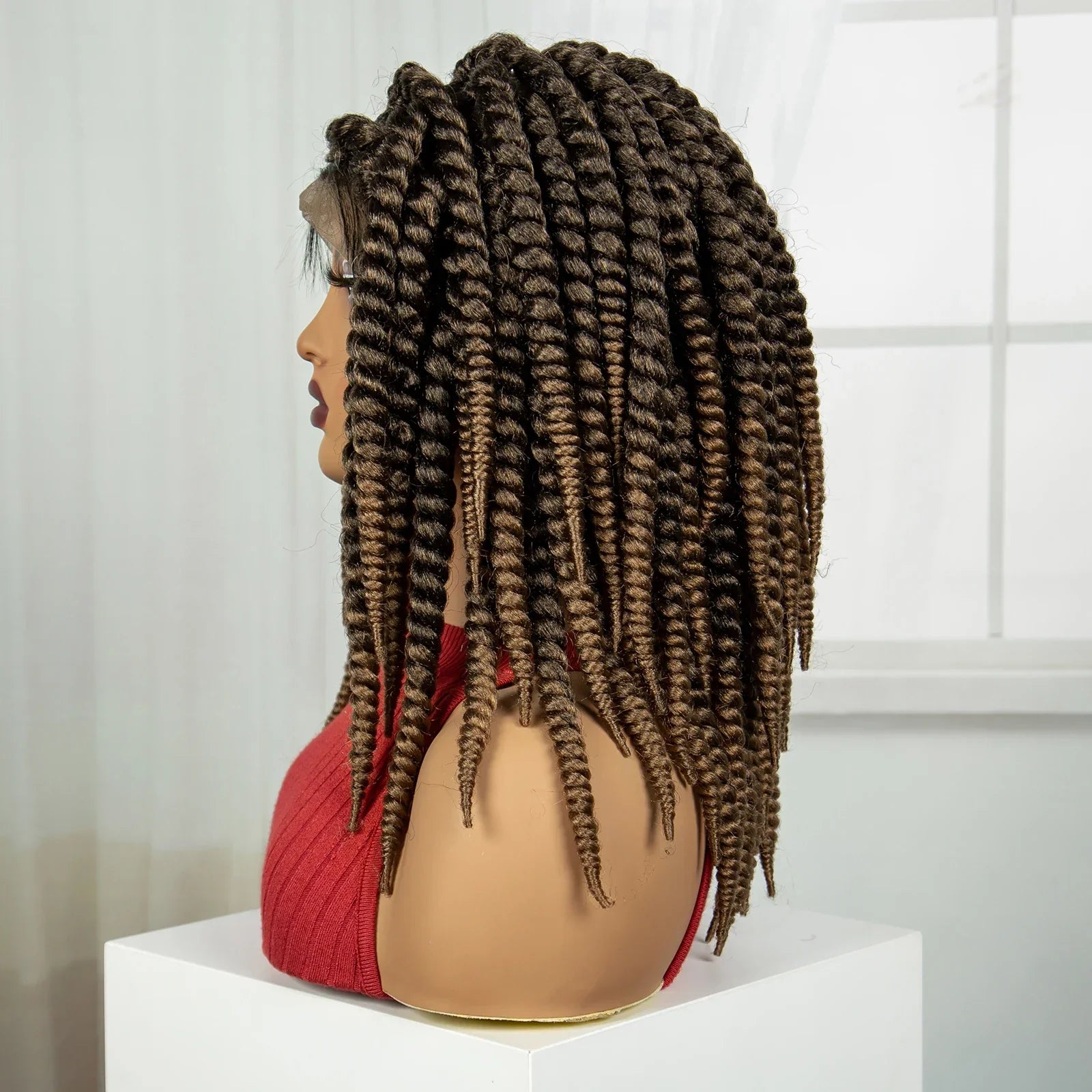 16" Knotless Box Twist Braids Wig | Full Lace | Baby Hair