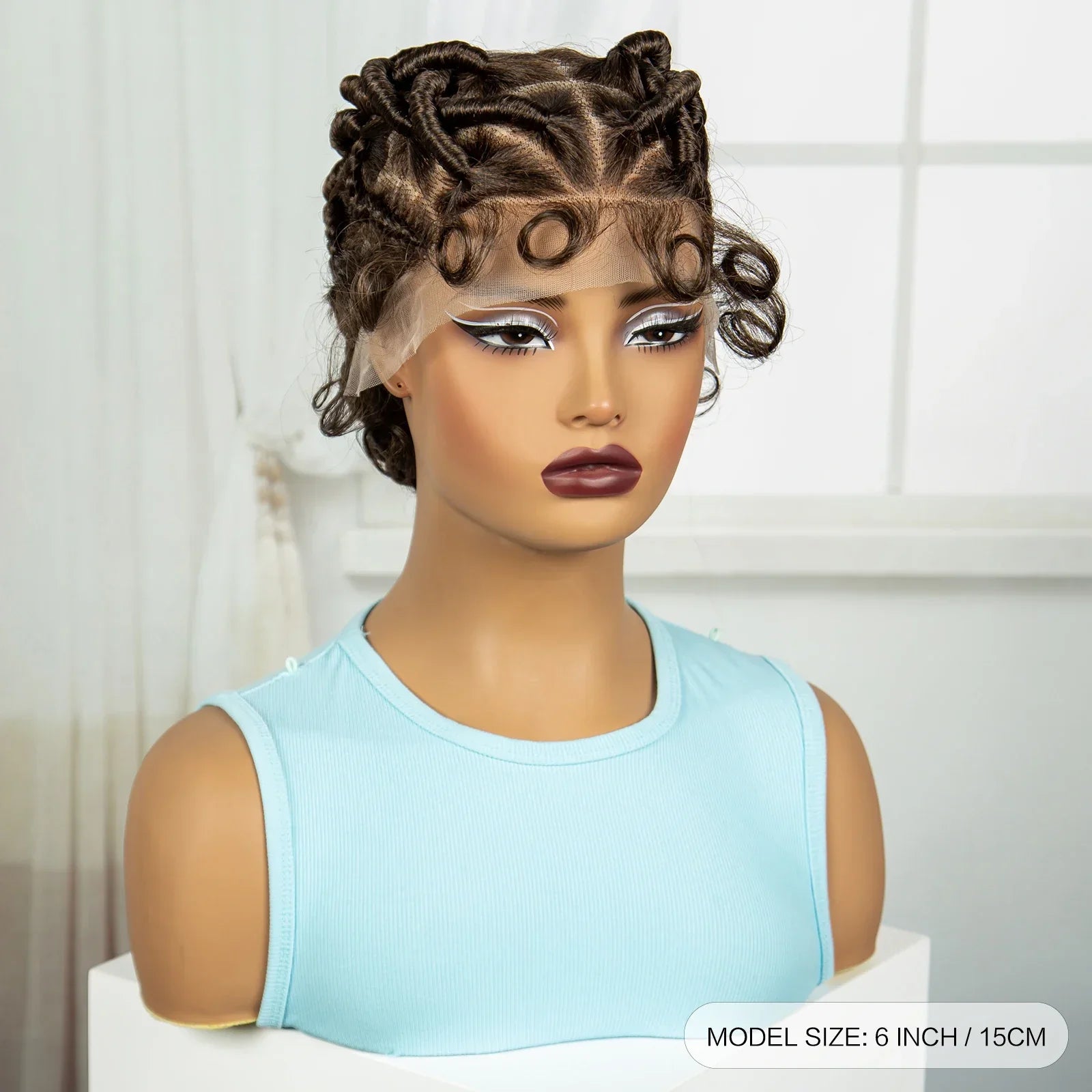 613 Blonde Short Handmade Bantu Knotless Braids Wig | Full Lace