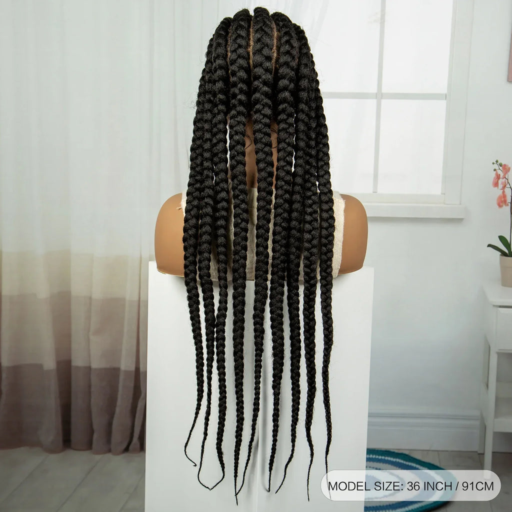 36" Cornrow Knotless Braids Wig | Full Lace Frontal | Baby Hair | Cosplay