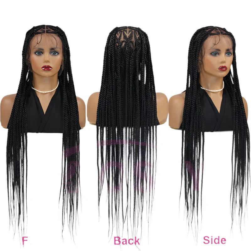 36" Heart Box Braids Lace Wig | Full Lace Cornrow Braids | Synthetic Braided Wig for Black Women | Clearance