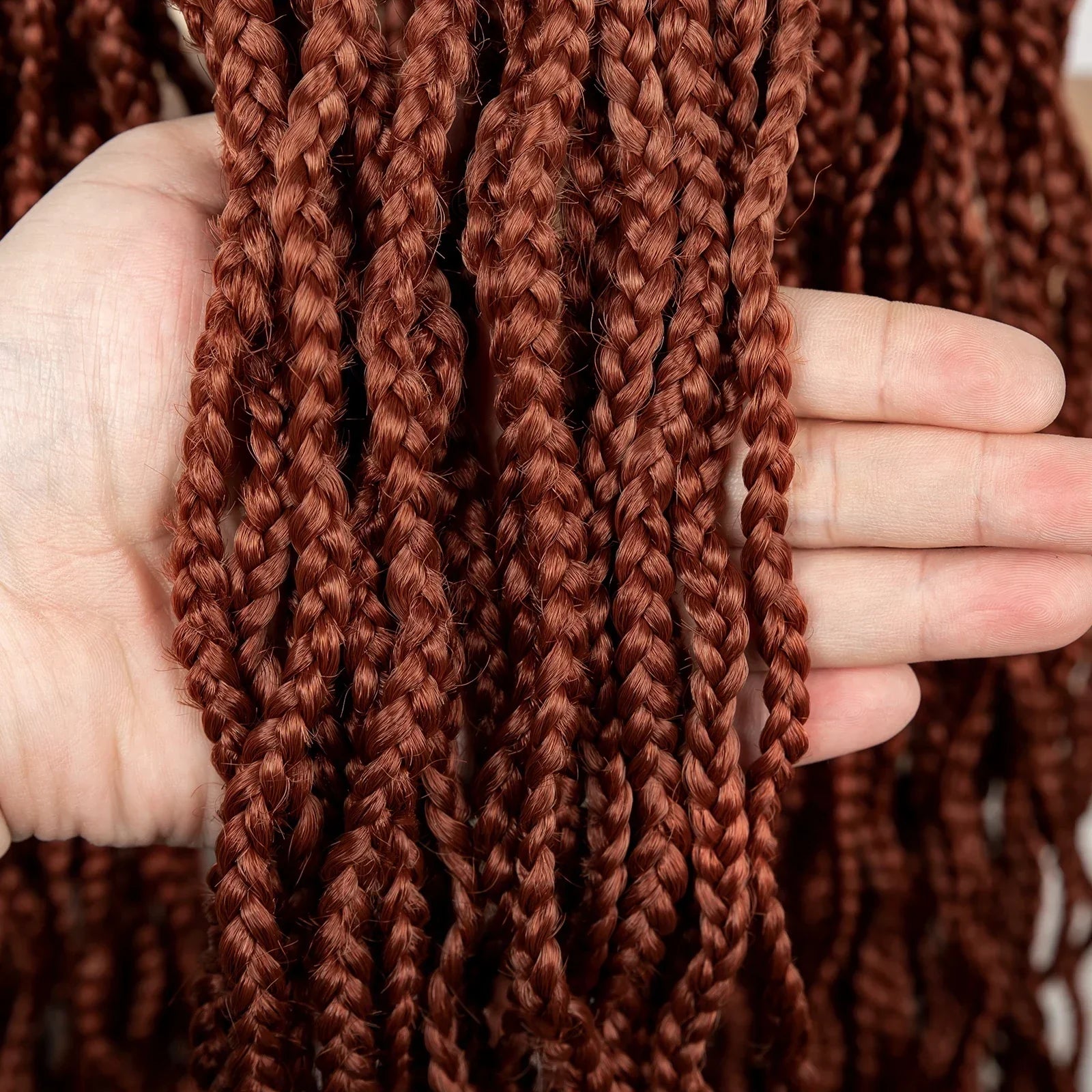 36" HD Full Lace Box Braided Wig | Ginger Color #350 | Lace Frontal Braids | Baby Hair | Synthetic Hair Wig