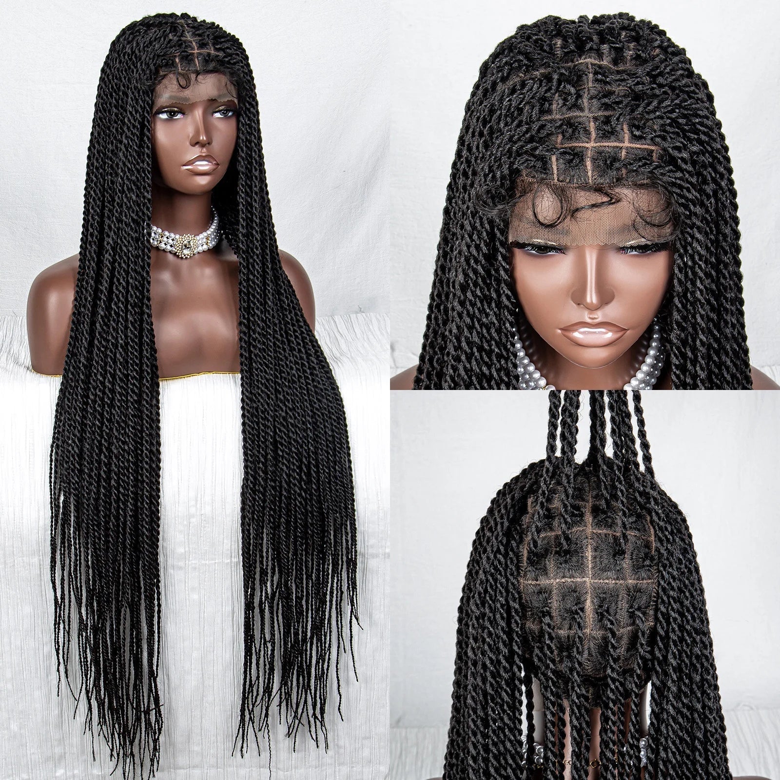 40" Long Straight Braided Wig | Full Lace | Baby Hair | Colored Braids