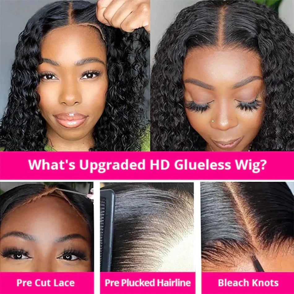 12A Water Wave Bob Wig | Glueless Lace Front Wig | Brazilian Remy Hair | Pre-Plucked