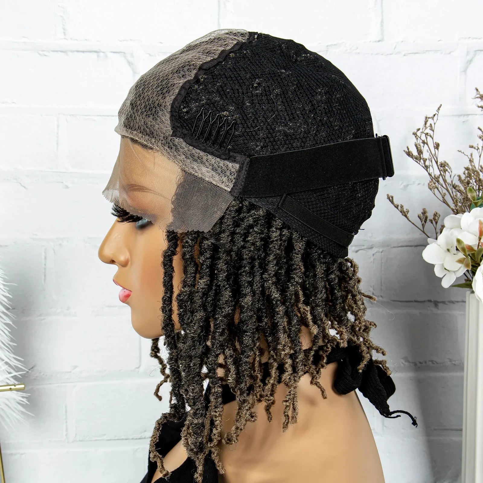 14" Knotless Butterfly Locs Lace Front Wig | Synthetic Dreadlock Braids | Black Women