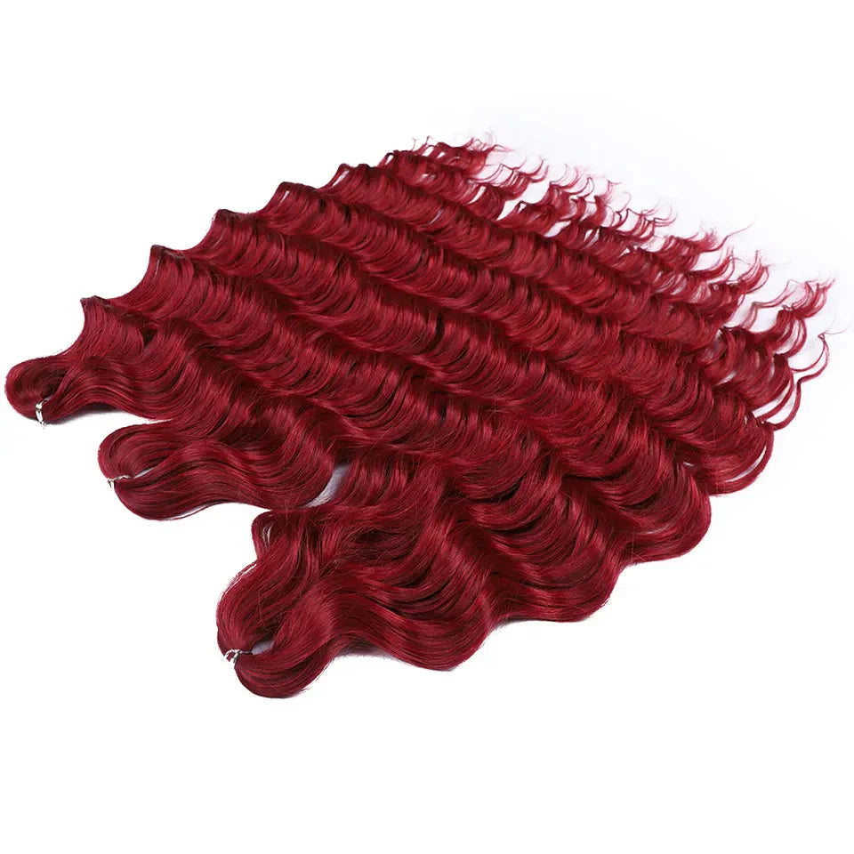 24" Orange Twist Crochet Hair | Synthetic Deep Wave Braiding Hair Extensions | Water Wave Hair | Heat Resistant Fiber | 60 Strands/Pack